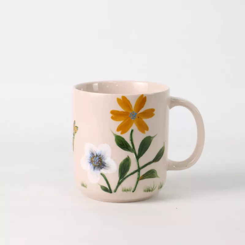 Mug Keramik Bunga yang Dilukis dengan Tangan