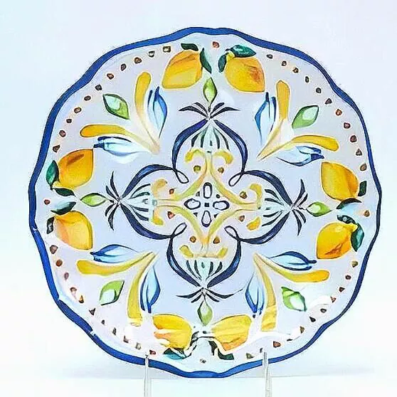 Set Peralatan Makan Keramik Lemon yang Dilukis dengan Tangan