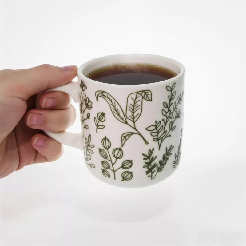 Botanical Print White Stoneware Mug