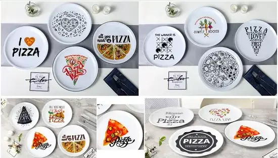 Set Piring Keramik Bertema Pizza